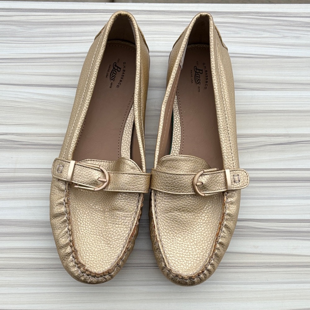 Bass Women's Metallic Gold Flats NWOT